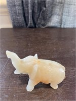 Small Elephant Figurine Sculpture Stone White