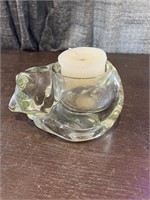 Small glass candle holder cat