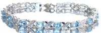 Quality 8.40 ct Blue Topaz & Diamond Bracelet