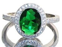 Oval 2.80 ct Emerald Halo Designer Ring
