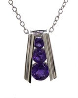Genuine African Amethyst Graduated Necklace