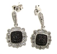 Elegant Black Diamond Dangle Earrings