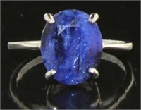 Natural Oval 4.13 ct Sapphire Solitaire Ring