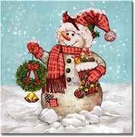 SEALED-Christmas Snowman Canvas Art Print