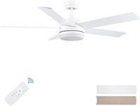 YUHAO 52" White Ceiling Fan with Lights