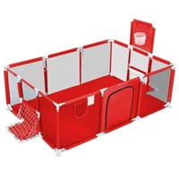 WF996  71in Baby Playpen With Basketball Hoop Red