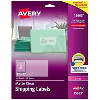 R9082  Avery Matte Clear Shipping Labels 2 x 4