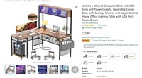 W8151  L Shaped Computer Desk Rustic Brown