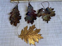 4 Metal Leaf Oranaments