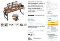 W3215  ODK Office Desk 63 with Monitor Shelf 3 H