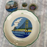 Qty 4 Vintage Mackinac Bridge Plate