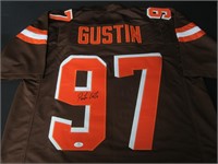 Porter Gustin Browns signed jersey COA