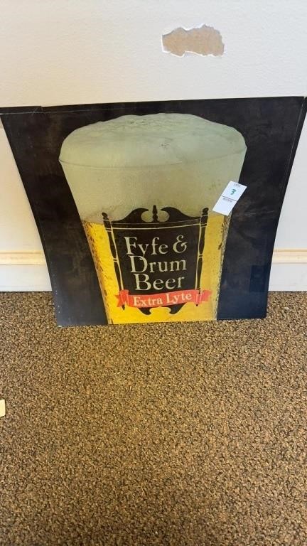 Double sided fyfe drum beer extra lyte beer sign