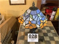 Small stain glass styled electrified lamp