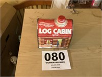 100th anniversary log cabin syrup tin