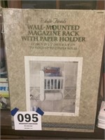 Wall-mounted magazine rack with paper holder