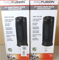 2x Pro Fusion 19in Tower Ceramic Heaters