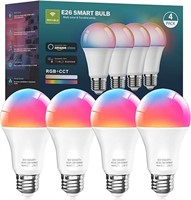 Luckystyle Smart LED Light Bulbs 4 Pack, 9W A19 Wi