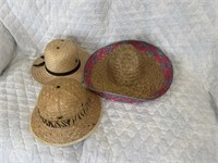 Three straw hats