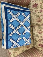Large blue and white pattern quilt