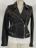$650 All Saints Ladies Sz 6 Leather Biker Jacket
