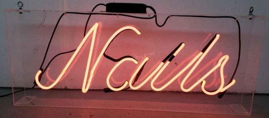 Neon Sign "Nails" 40.5" x 16"