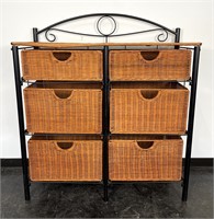 Wicker & Metal Basket Storage Shelf