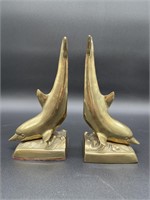 Pair of Vintage Brass Dolphin Bookends