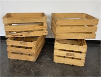 Lot of 4 Vintage Wooden Crates