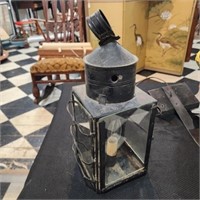 Antique Painted Tin Candle Lantern (Electrified)