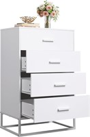 $86  WLIVE 4-Drawer Dresser  Metal Frame  White