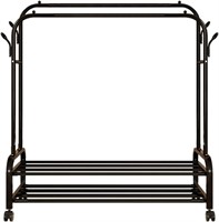 Double Rod Rack With Shelves  Black Gold