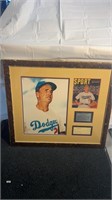 Framed LA Dodgers Walter Alston memorabilia.