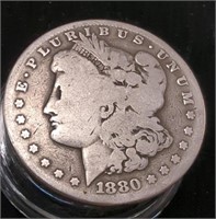 1880 S Morgan Silver Dollar, 90% Silver 38.1MM,