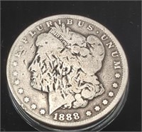 1888 O Morgan Silver Dollar 90% Silver 38.1MM,