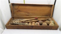 vintage croquet set with wooden case