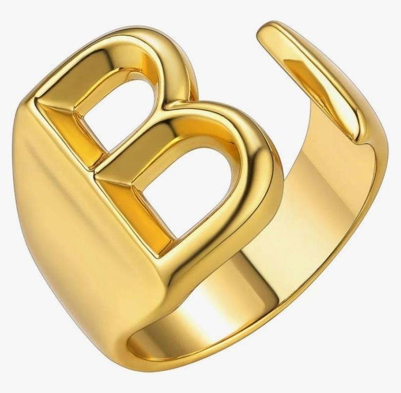 GOLDCHIC JEWELRY Bold Initial "B" Adjustable Ring