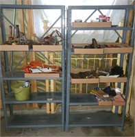 Two matchong steel shelves, contents excluded