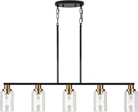 $148  5-Light Farmhouse Chandelier  Black & Gold