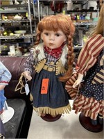 PORCELAIN DOLL W WESTERN STYLE OUTFIT