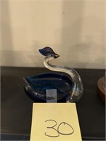 Cobalt blue glass, swan dish