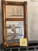 Currier and Ives homeward bound ship mirror, 19