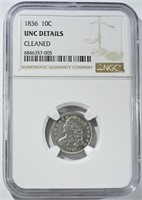 1863 BUST DIME NGC UNC DETAILS CLEANED