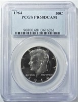 1964 KENNEDY HALF DOLLAR PCGS PR-68 DCAM