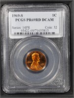 1969 S 1C PCGS DCAM69 RD Proof Lincoln Cent