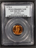 1970-S Small Cent  PR66RD CAM LD TDO FS-104