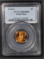 1970 S 1C PCGS PF69 Sm. Date RD Proof Lincoln Cent