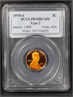 1979 S 1C PCGS DCAM70 TII RD Proof Lincoln Cent