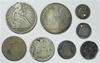 (8) MIXED SEATED LIBERTY COINS