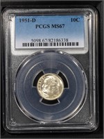 1951 D 10C PCGS MS67 Roosevelt Dime